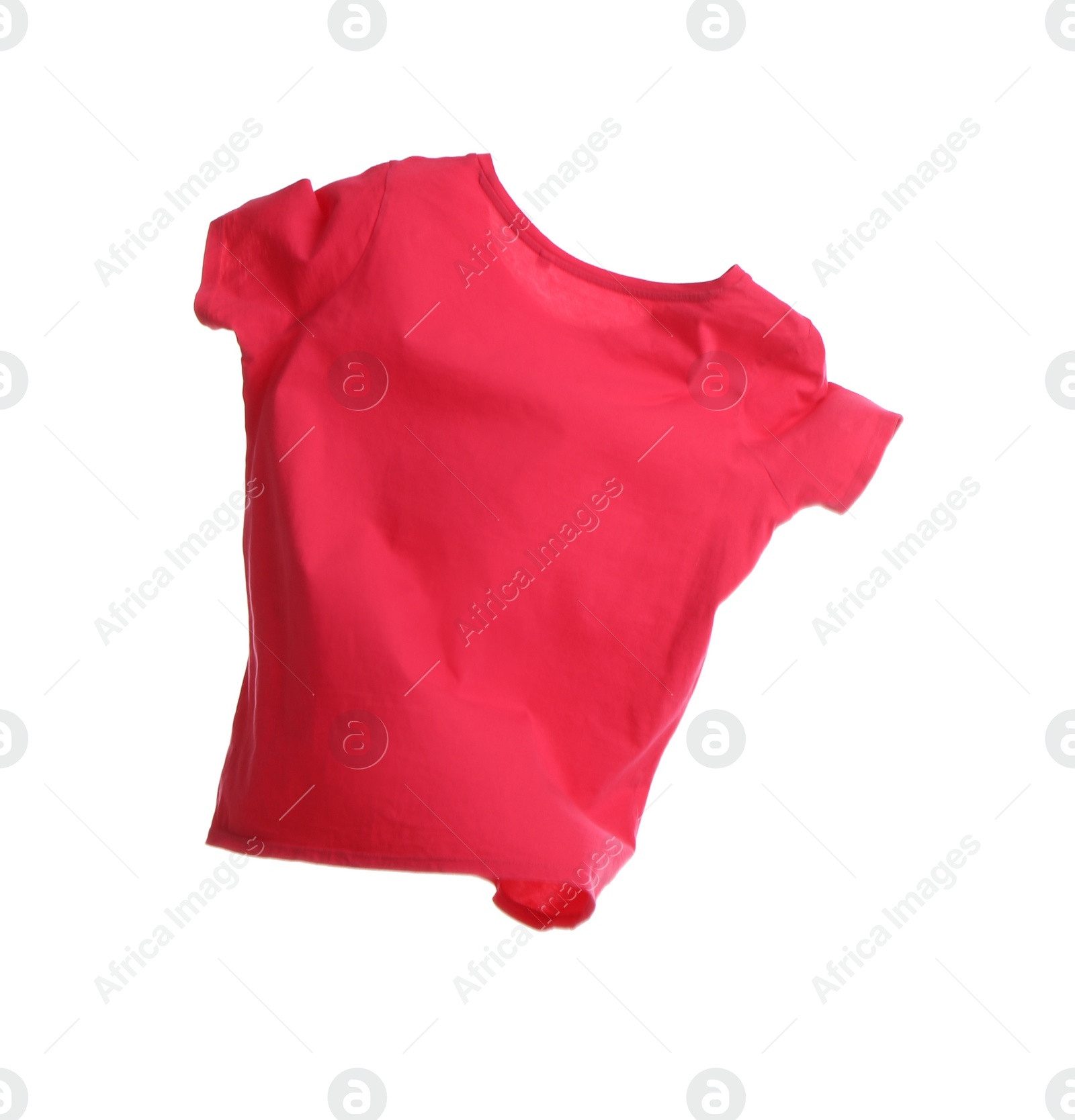 Photo of Pink t-shirt isolated on white. Stylish clothes