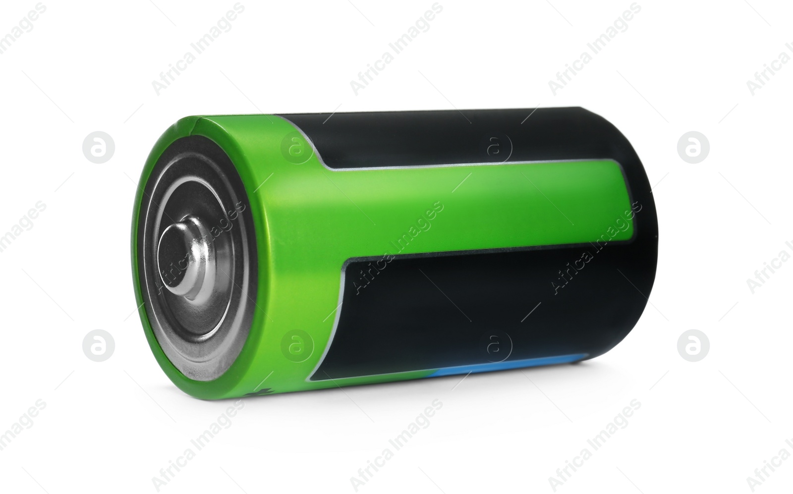 Image of New D battery isolated on white. Dry cell