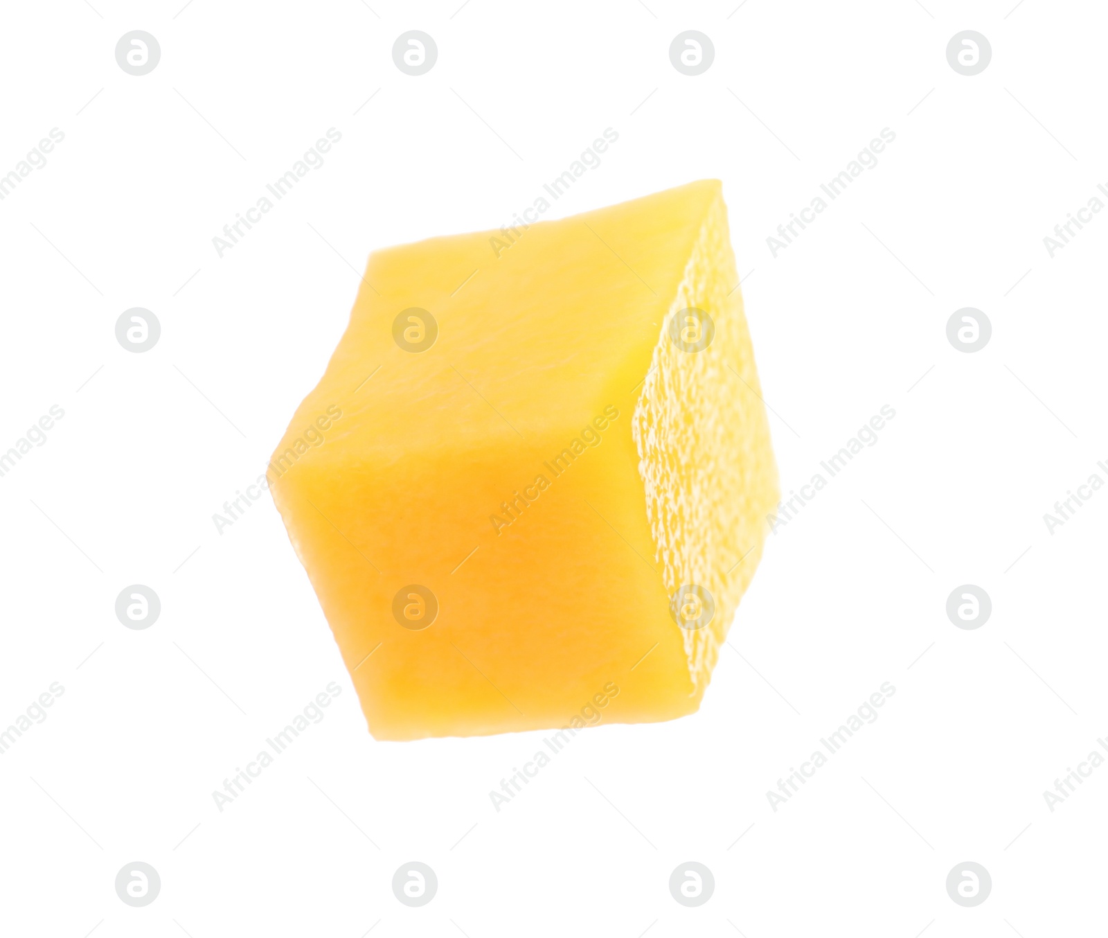 Photo of Fresh juicy mango cube on white background