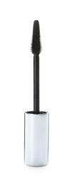 Mascara wand for eyelashes isolated on white. Makeup product