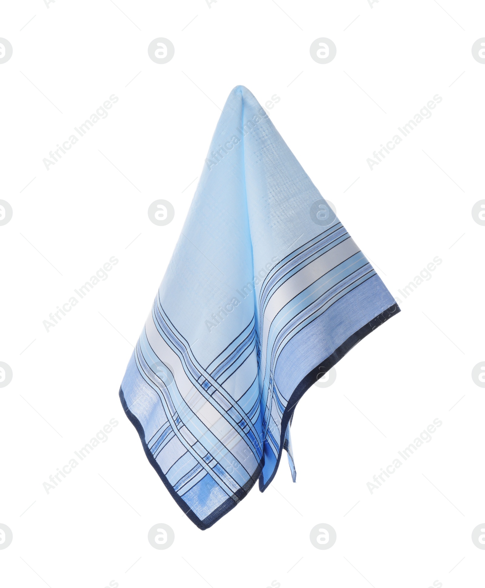 Photo of New handkerchief isolated on white. Stylish accessory