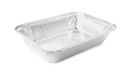 Photo of One aluminum foil container isolated on white