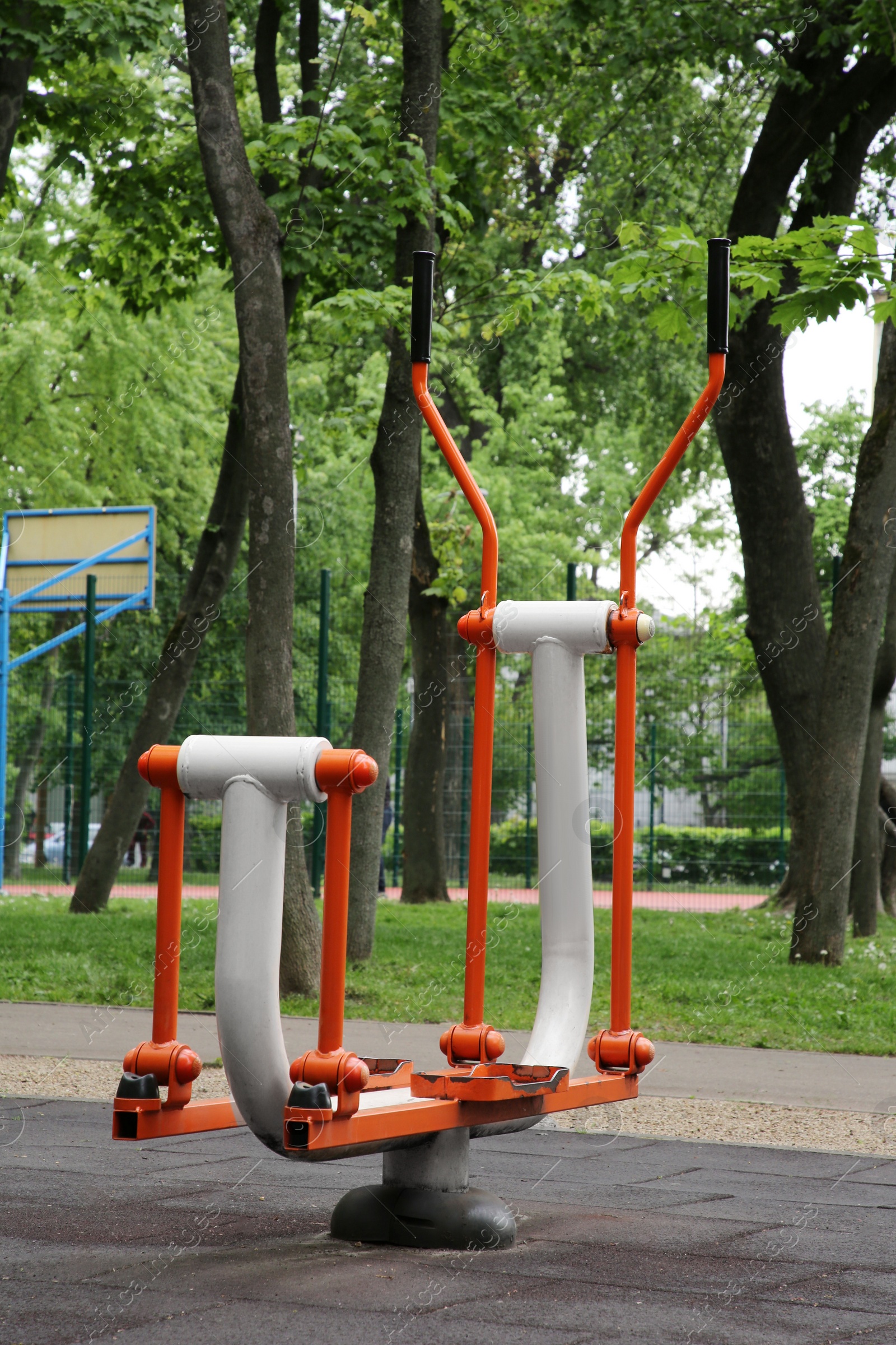 Photo of Empty outdoor gym with ovate stepper in park