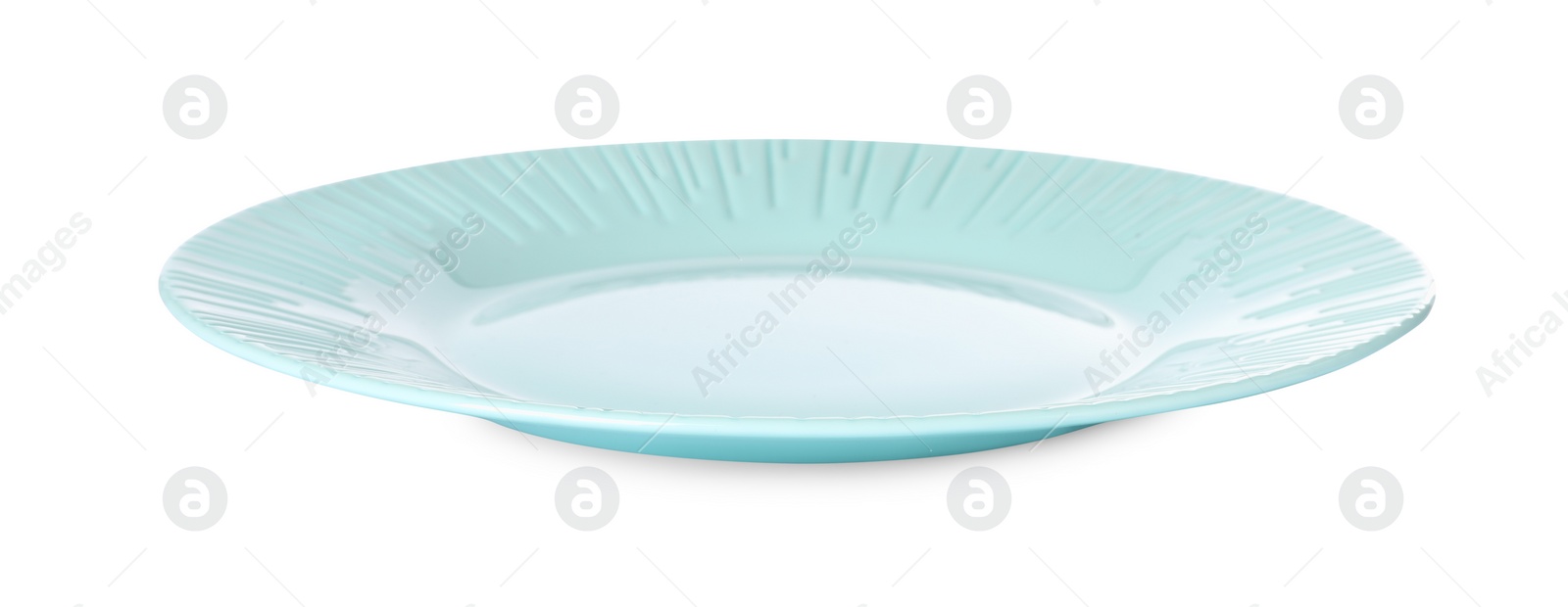 Photo of One beautiful ceramic plate isolated on white