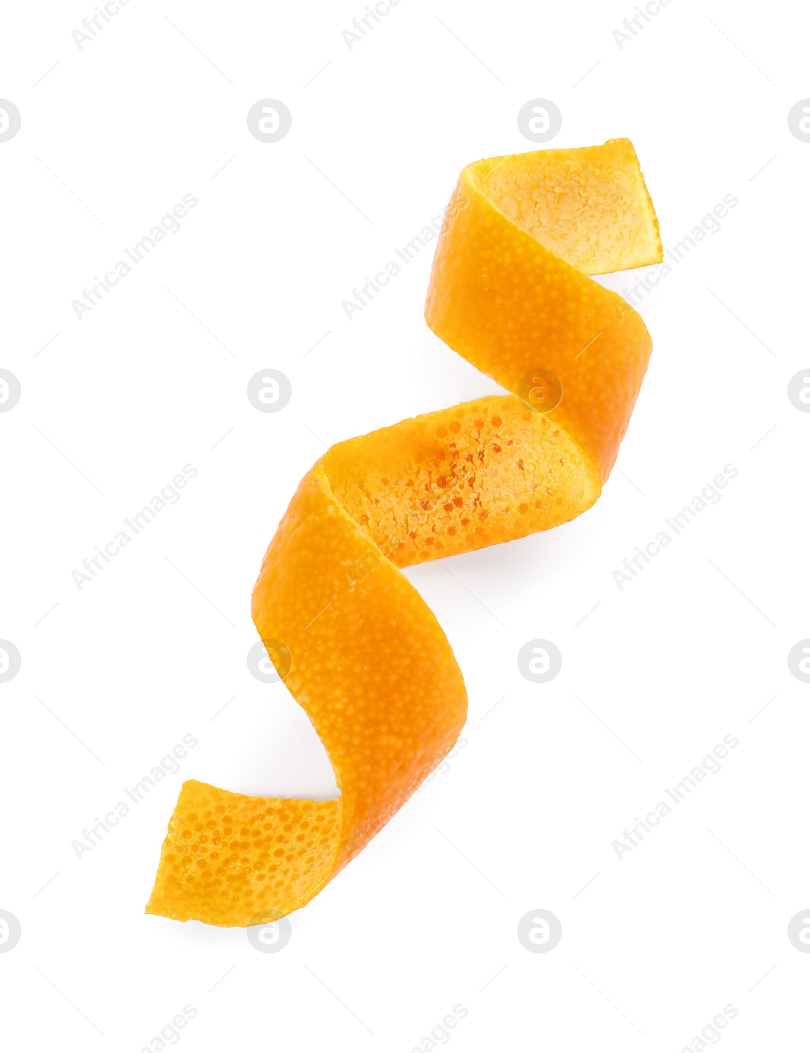 Photo of Fresh orange peel on white background, top view. Healthy fruit