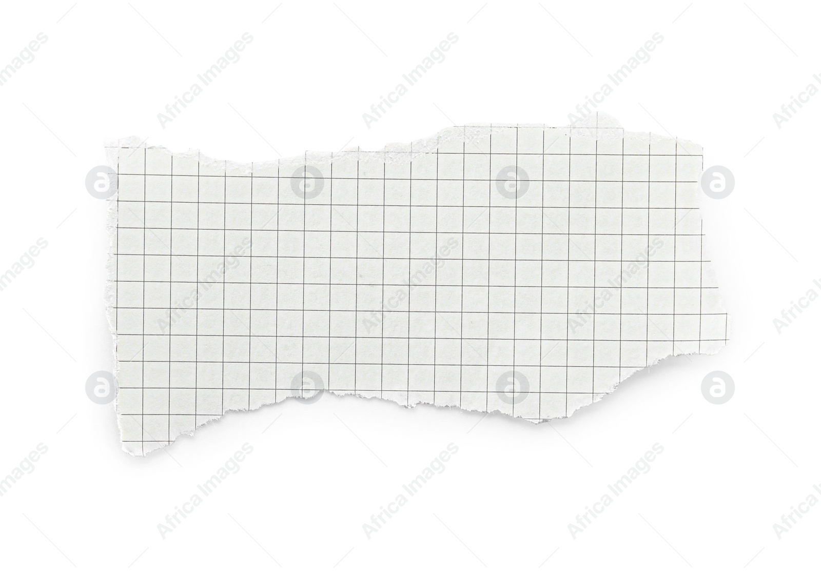 Photo of Piece of checkered notebook sheet isolated on white, top view