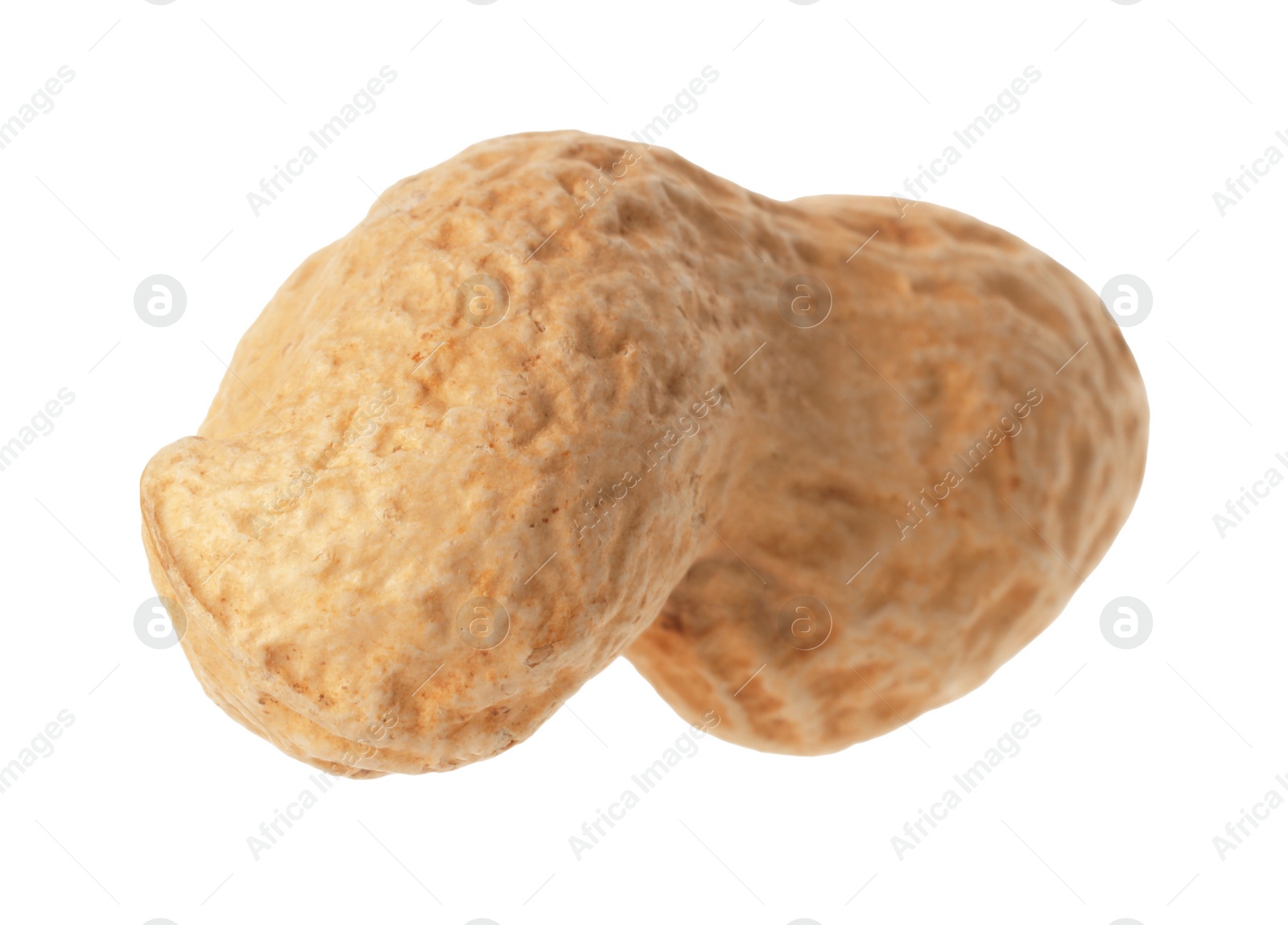 Photo of One fresh unpeeled peanut isolated on white