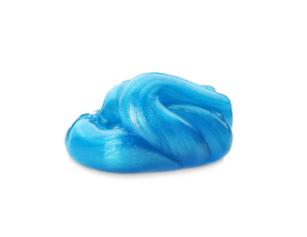 Photo of Blue slime isolated on white. Antistress toy