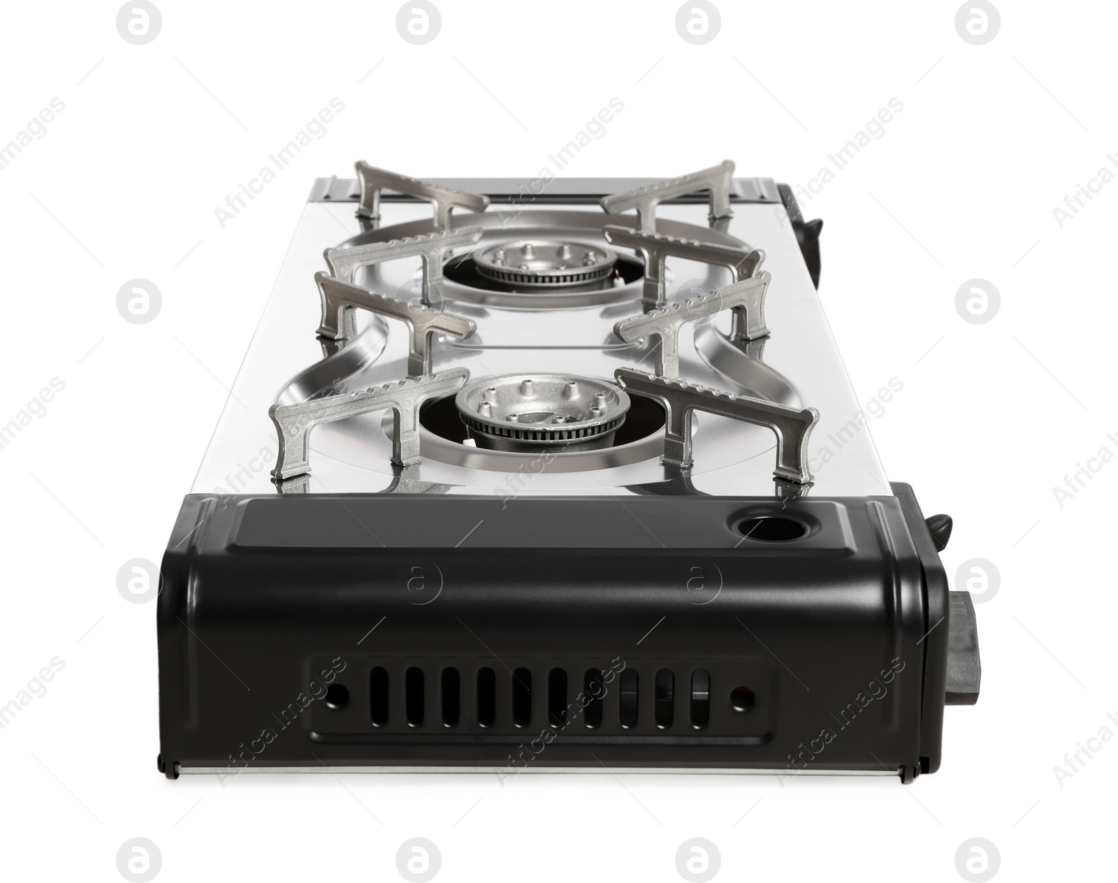 Photo of Portable gas stove isolated on white. Military equipment