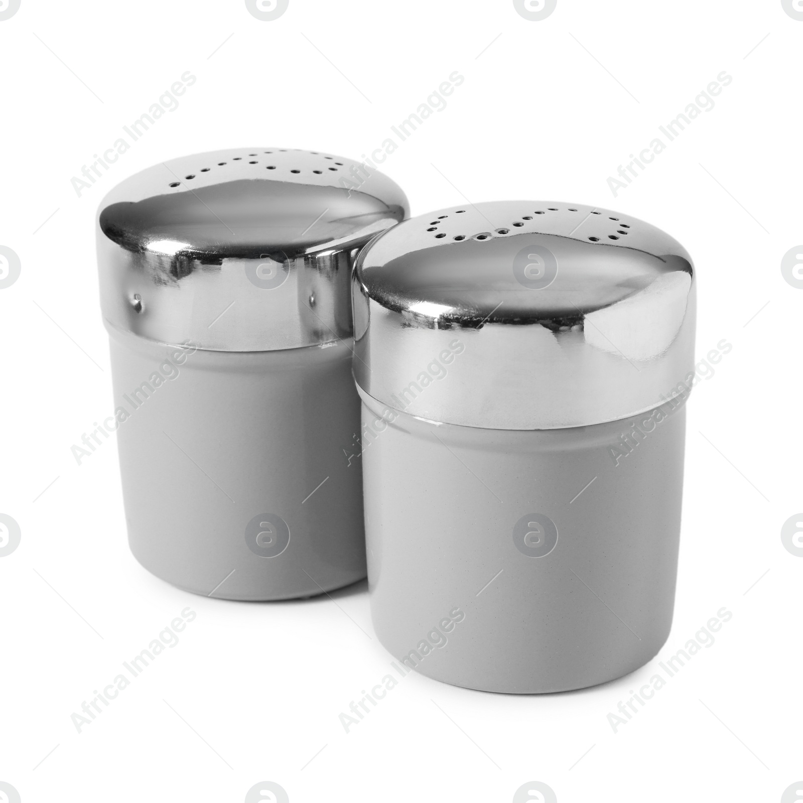 Photo of Salt and pepper shakers isolated on white