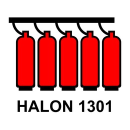 International Maritime Organization (IMO) sign, illustration.Halon 1301 Battery