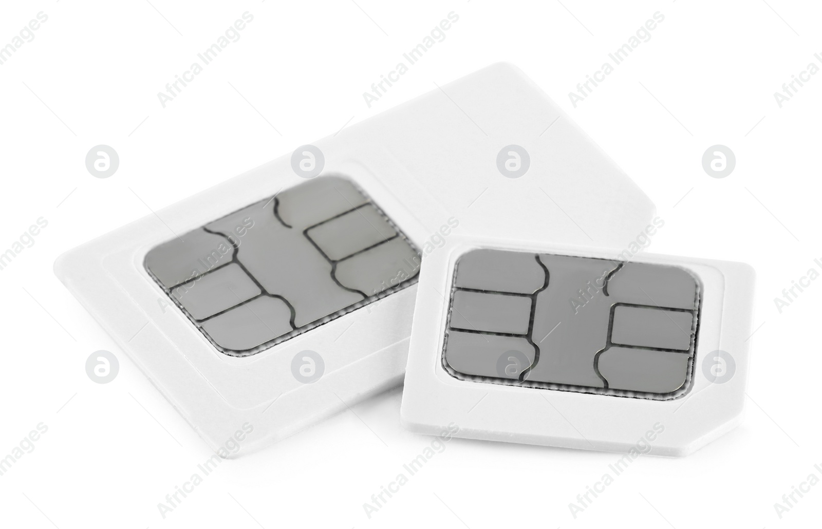 Photo of Mini and micro SIM cards on white background