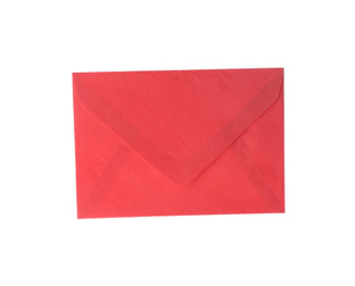 Red paper envelope isolated on white. Mail service