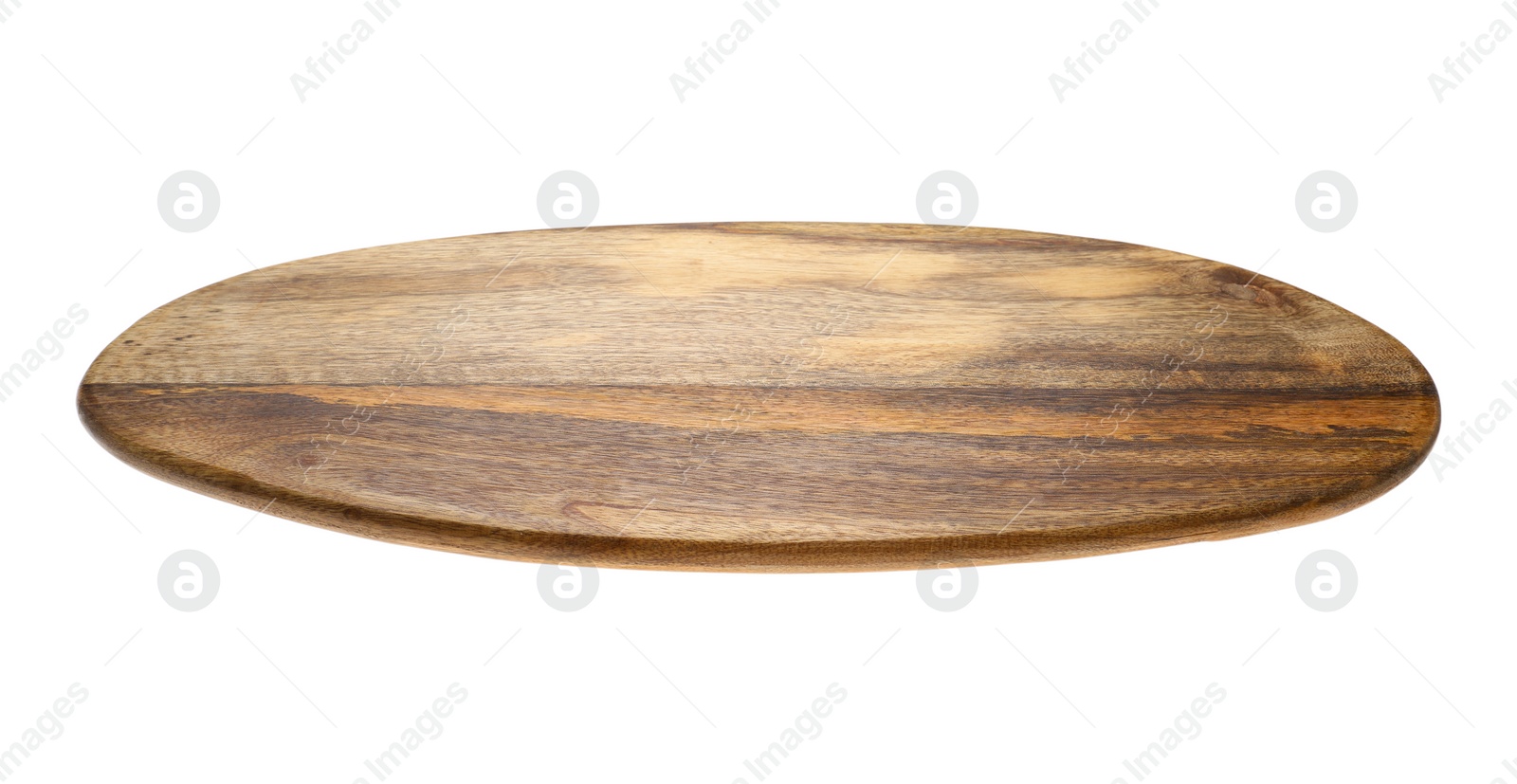 Photo of New wooden board isolated on white. Cooking utensils