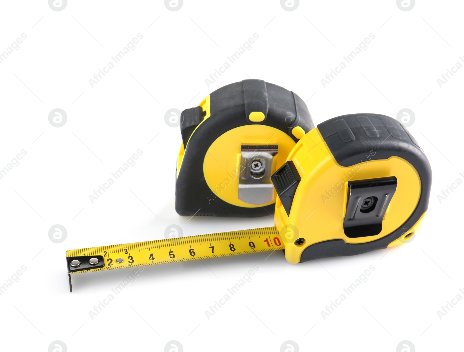 Photo of Measuring tapes on white background