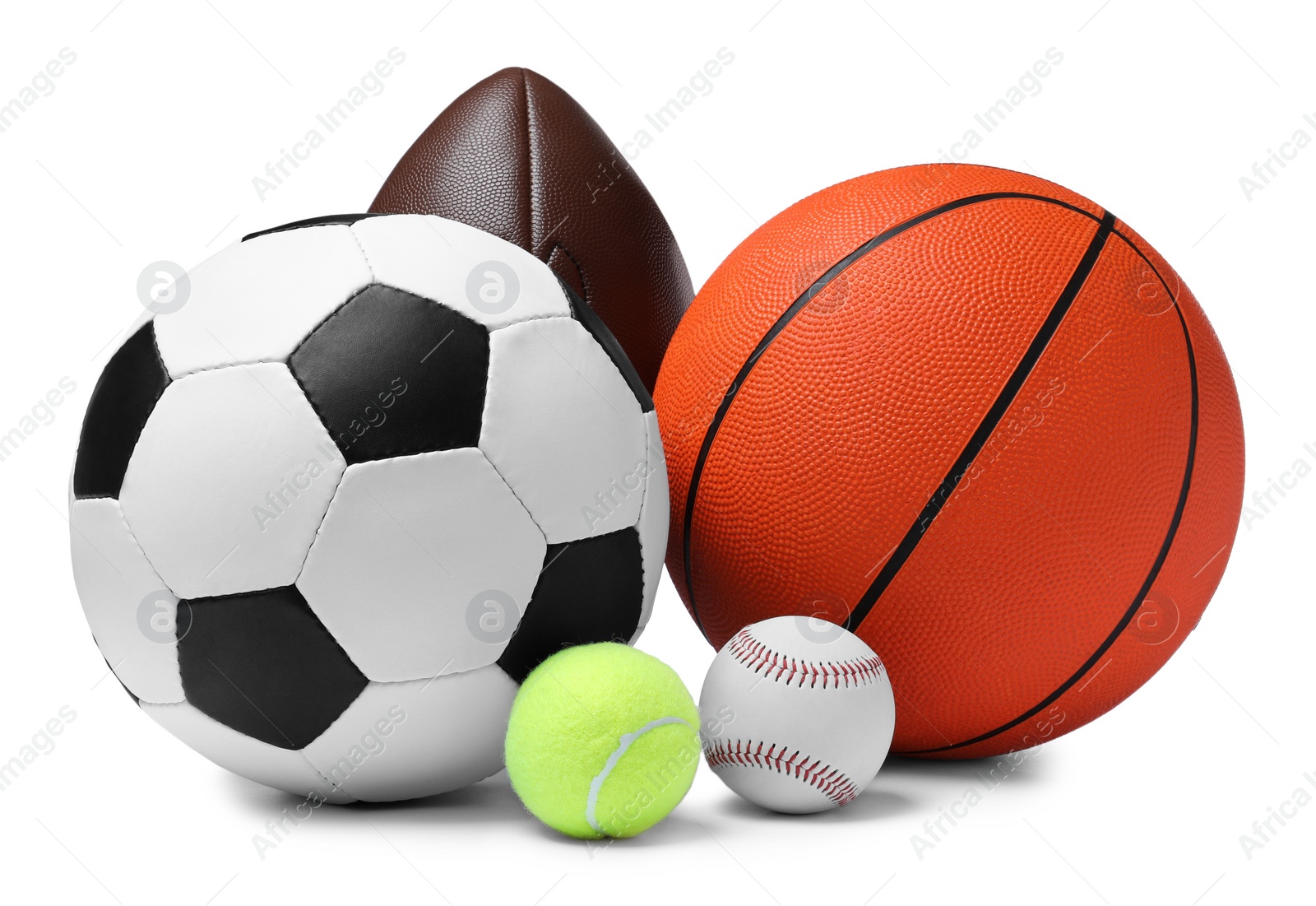 Photo of Set of different sport balls on white background