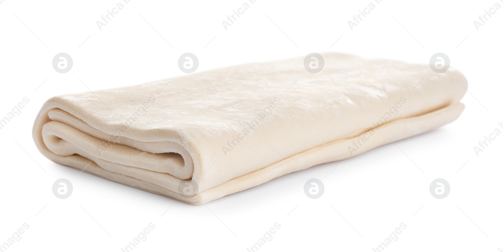 Photo of Fresh dough on white background. Puff pastry