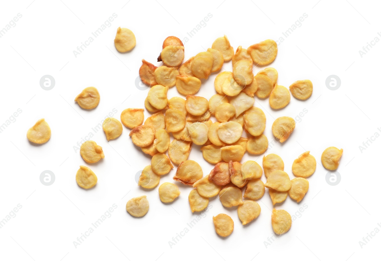 Photo of Pile of pepper seeds on white background, top view