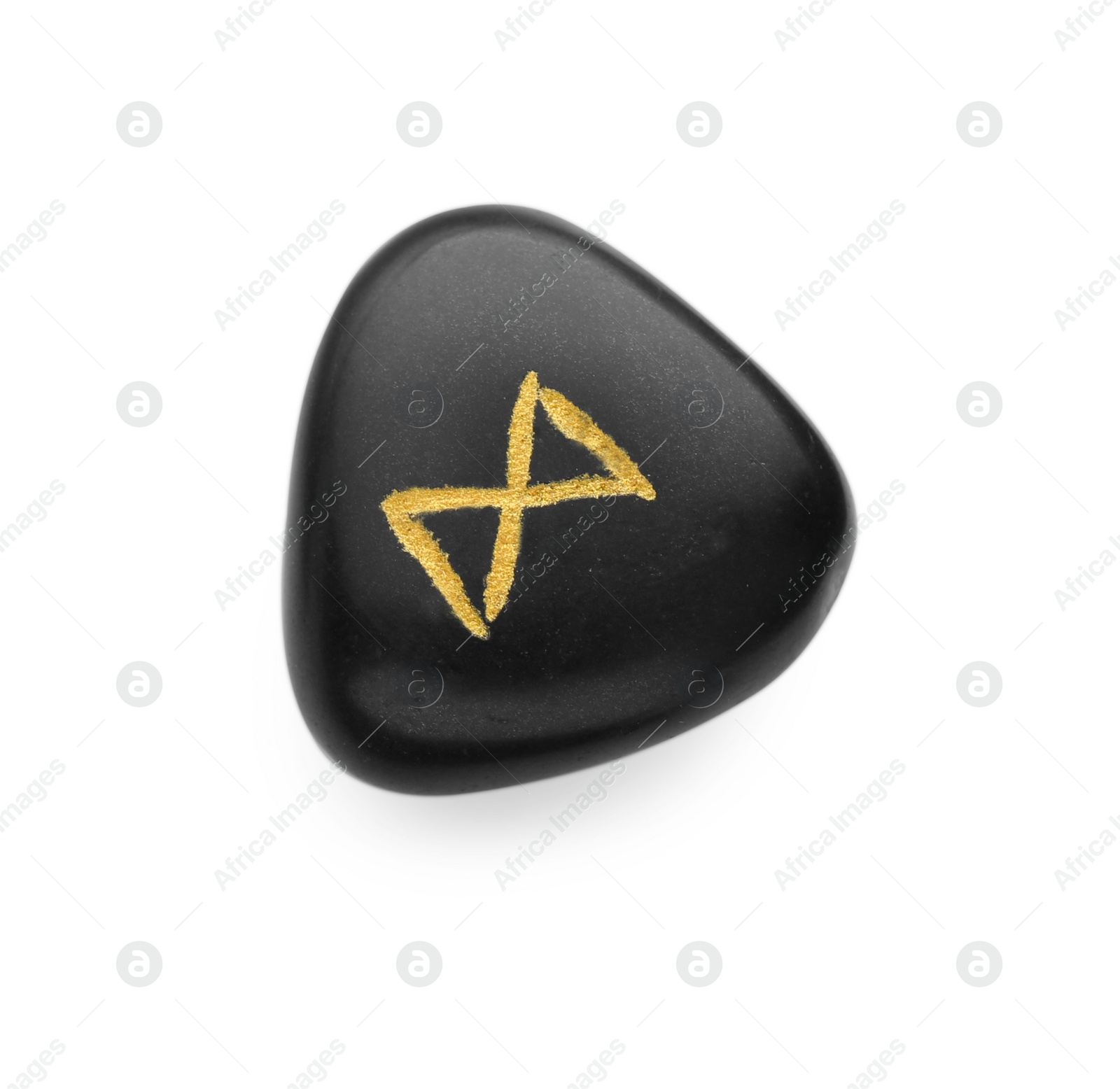 Photo of Black stone rune Dagaz isolated on white