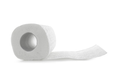 Roll of paper towels on white background