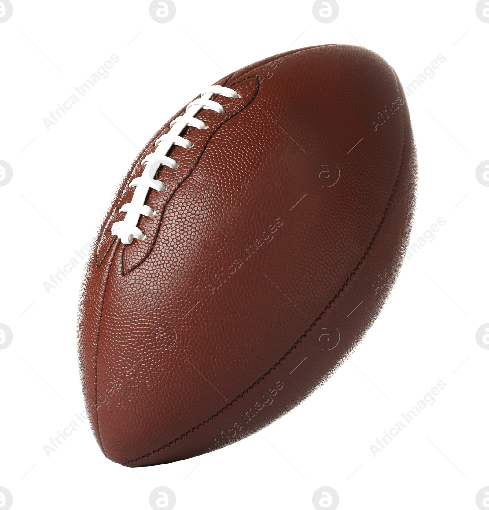 Photo of Leather American football ball on white background