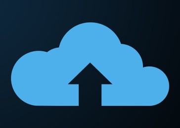 Illustration of Web hosting service. Cloud with arrow illustration on dark background