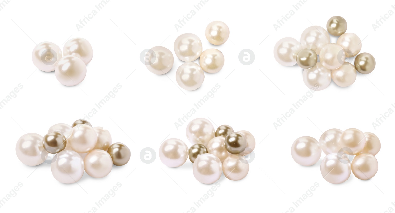 Image of Set with beautiful pearls on white background