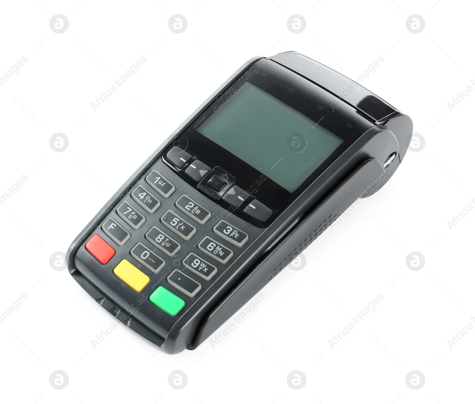 Photo of New modern payment terminal isolated on white