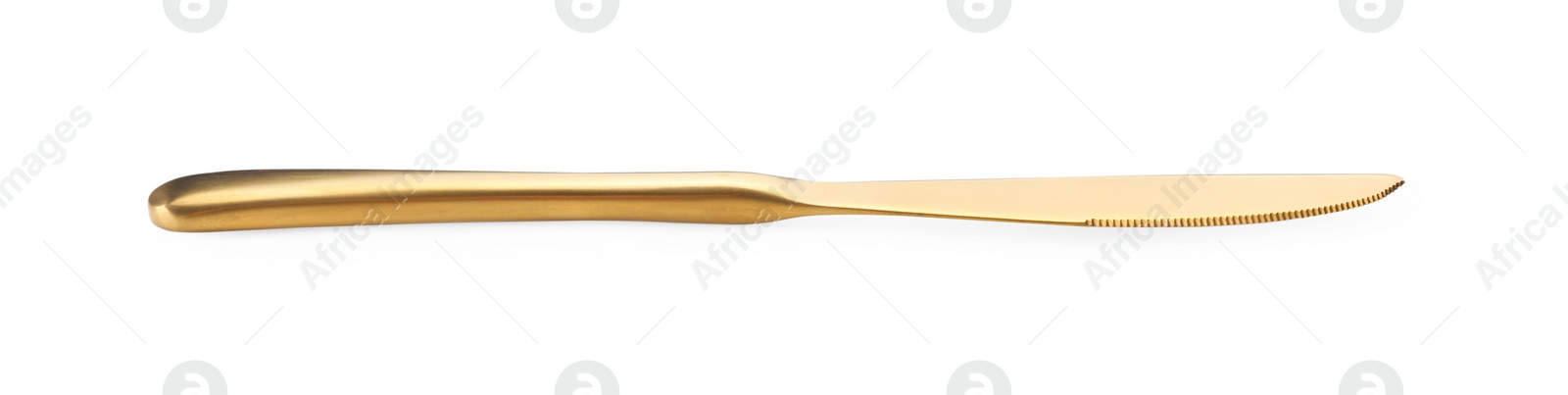 Photo of One shiny golden knife isolated on white