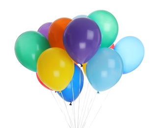 Bunch of colorful balloons on white background