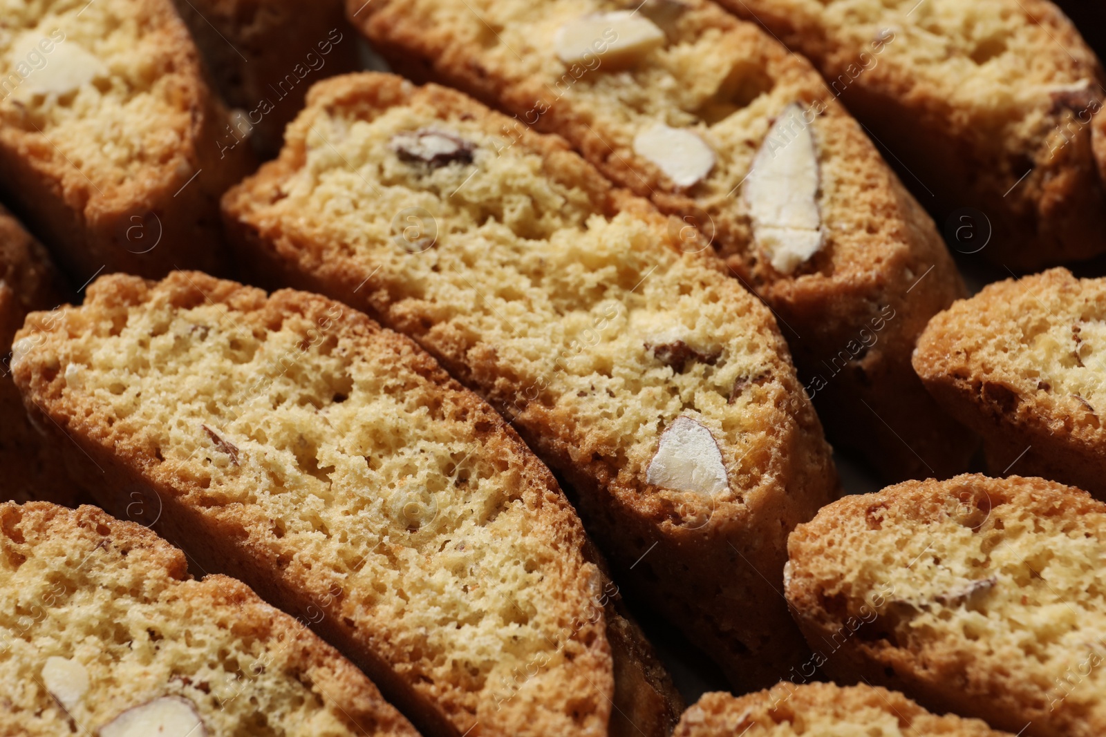 Photo of Traditional Italian almond biscuits (Cantucci), closeup view