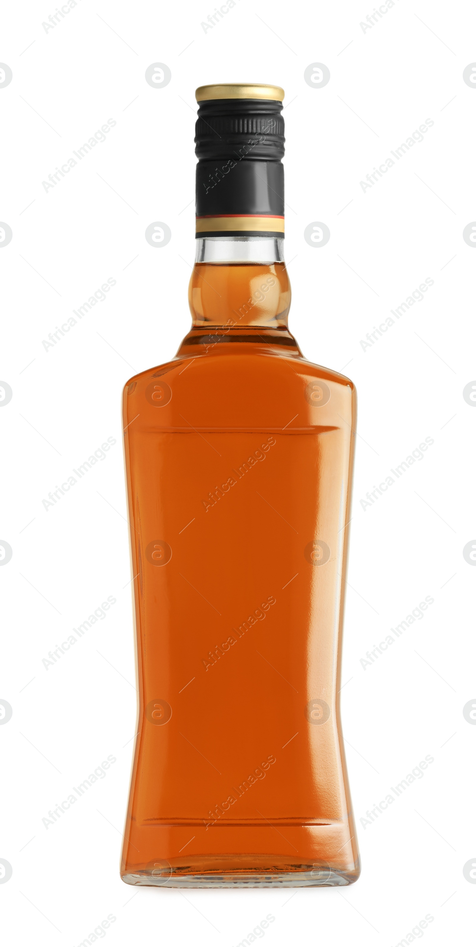 Photo of Bottle of whiskey isolated on white. Alcoholic drink