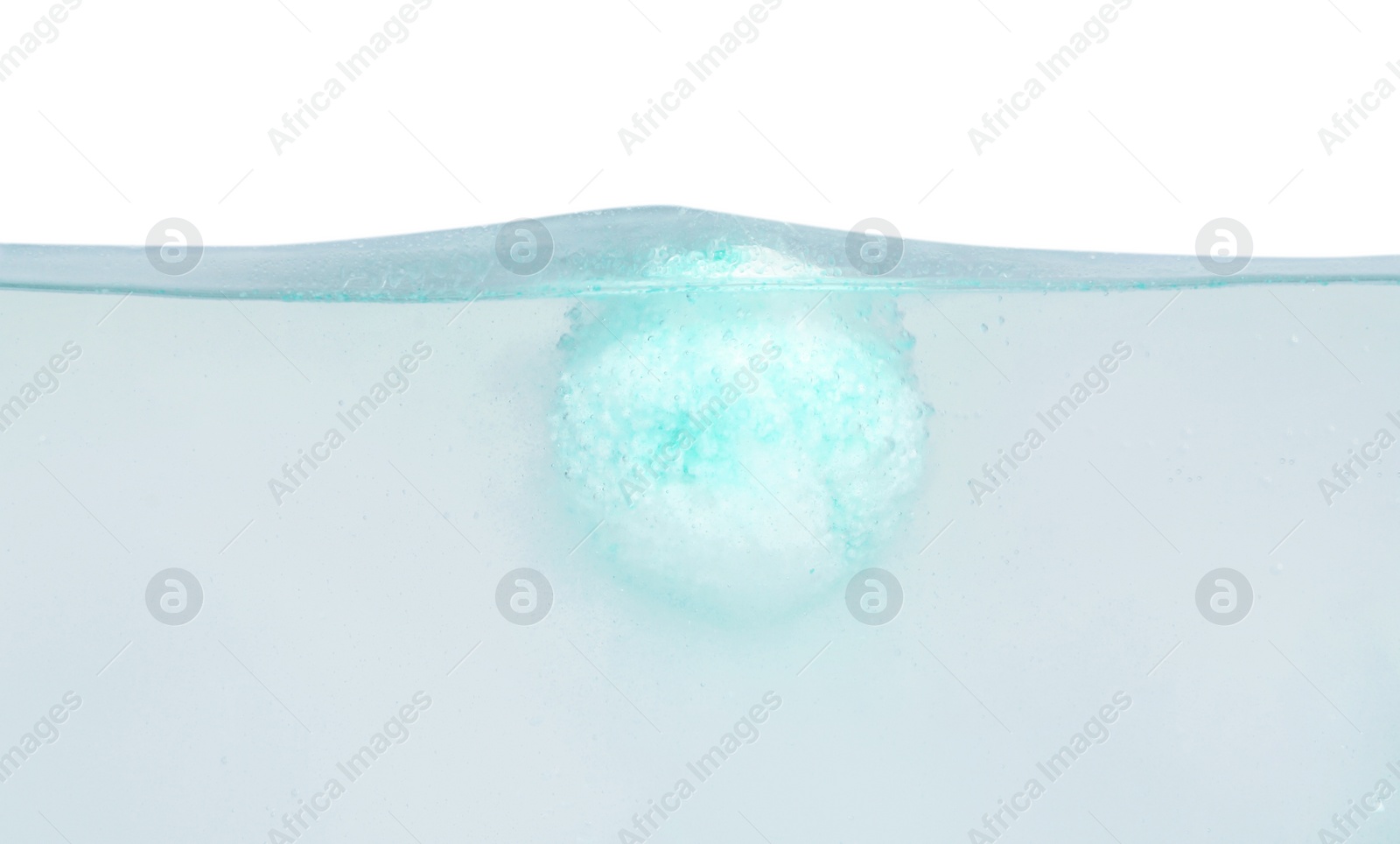 Photo of Bath bomb in water on white background