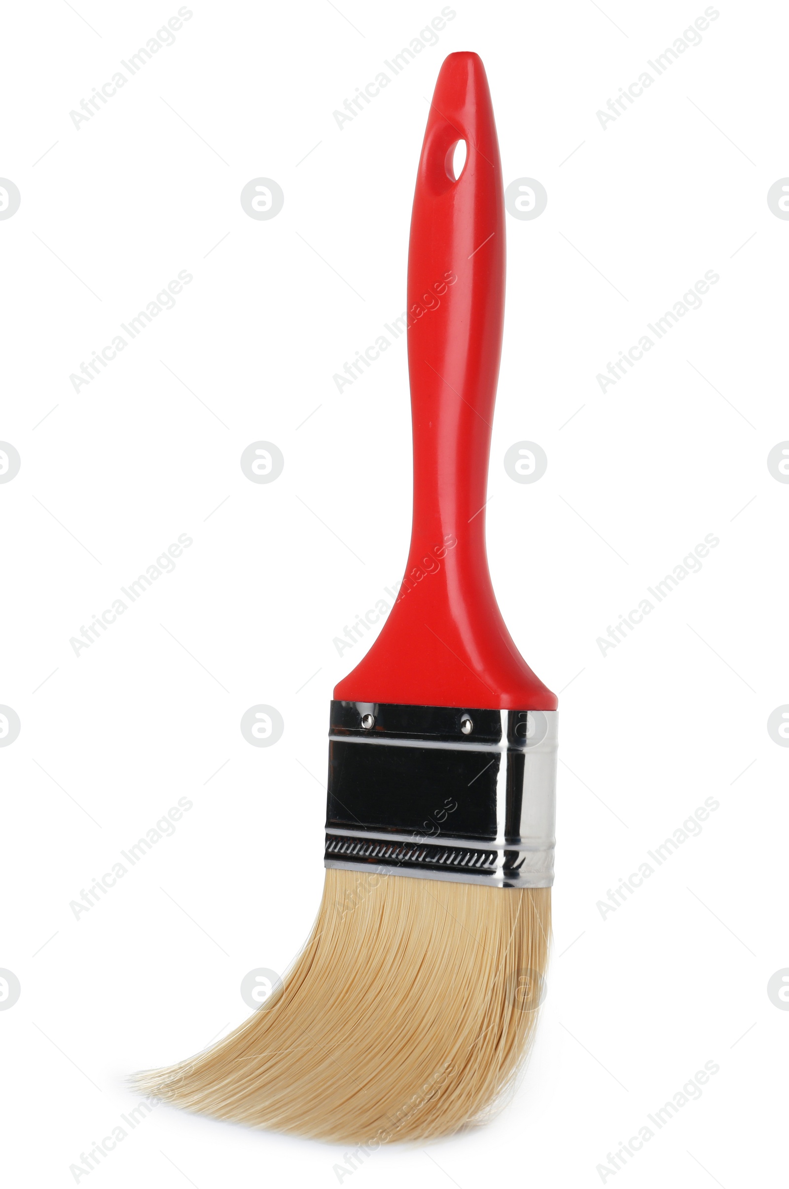 Photo of New paint brush on white background. Decorating tool