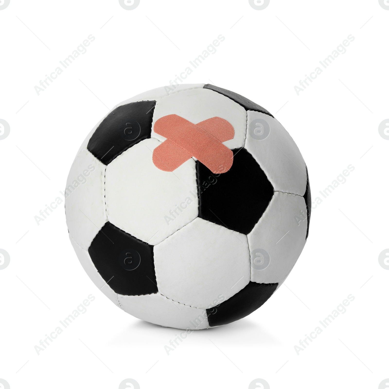 Photo of Ball with sticking plasters isolated on white