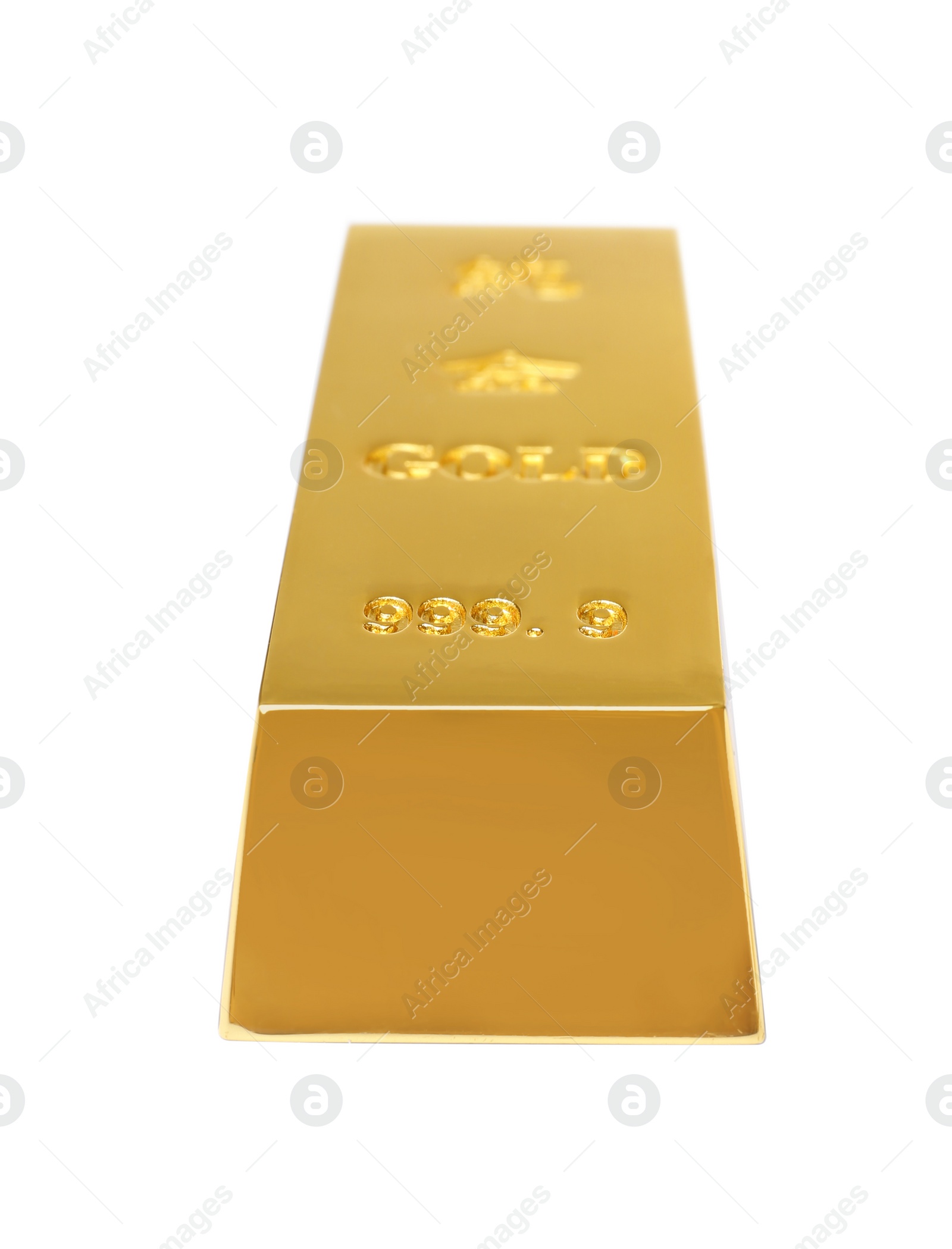 Photo of Precious shiny gold bar on white background