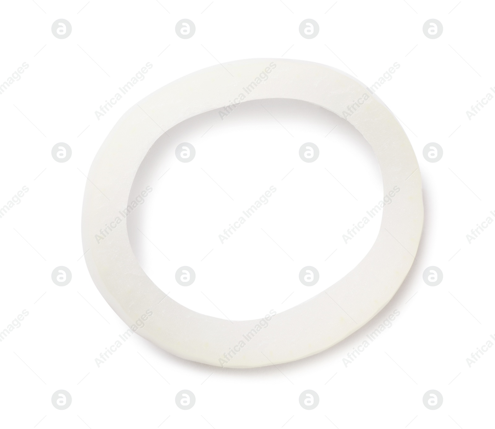 Photo of Fresh ripe onion ring isolated on white, top view