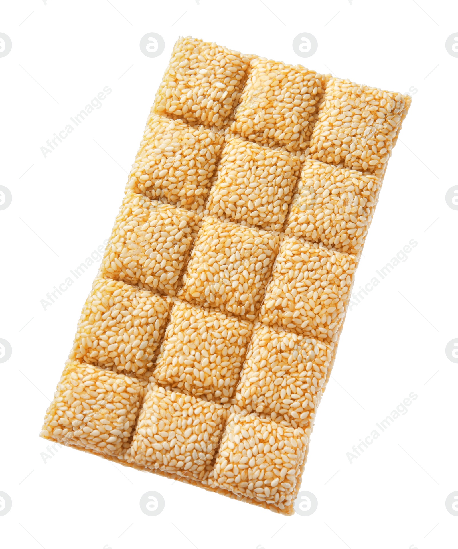 Photo of Delicious sesame kozinaki bar isolated on white