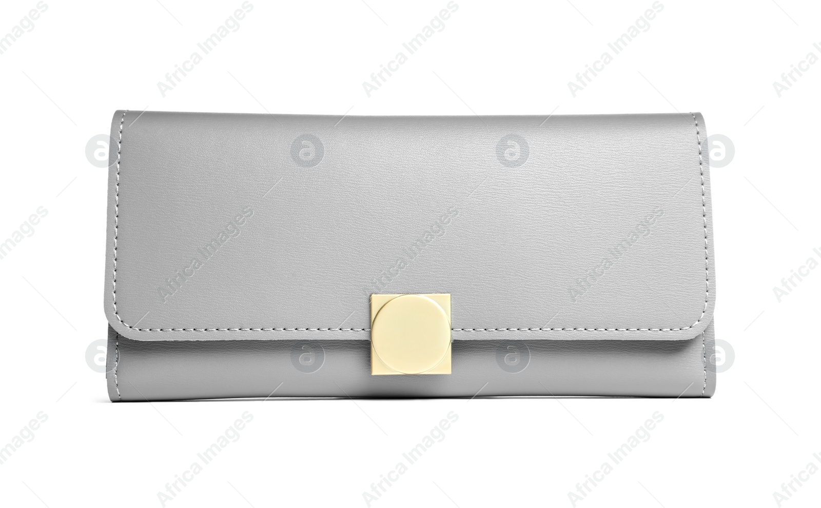 Photo of Stylish light grey leather purse isolated on white