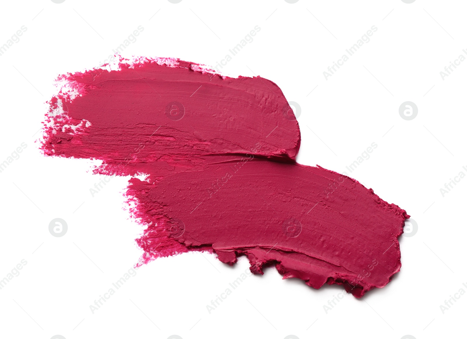 Photo of Smear of beautiful lipstick on white background, top view