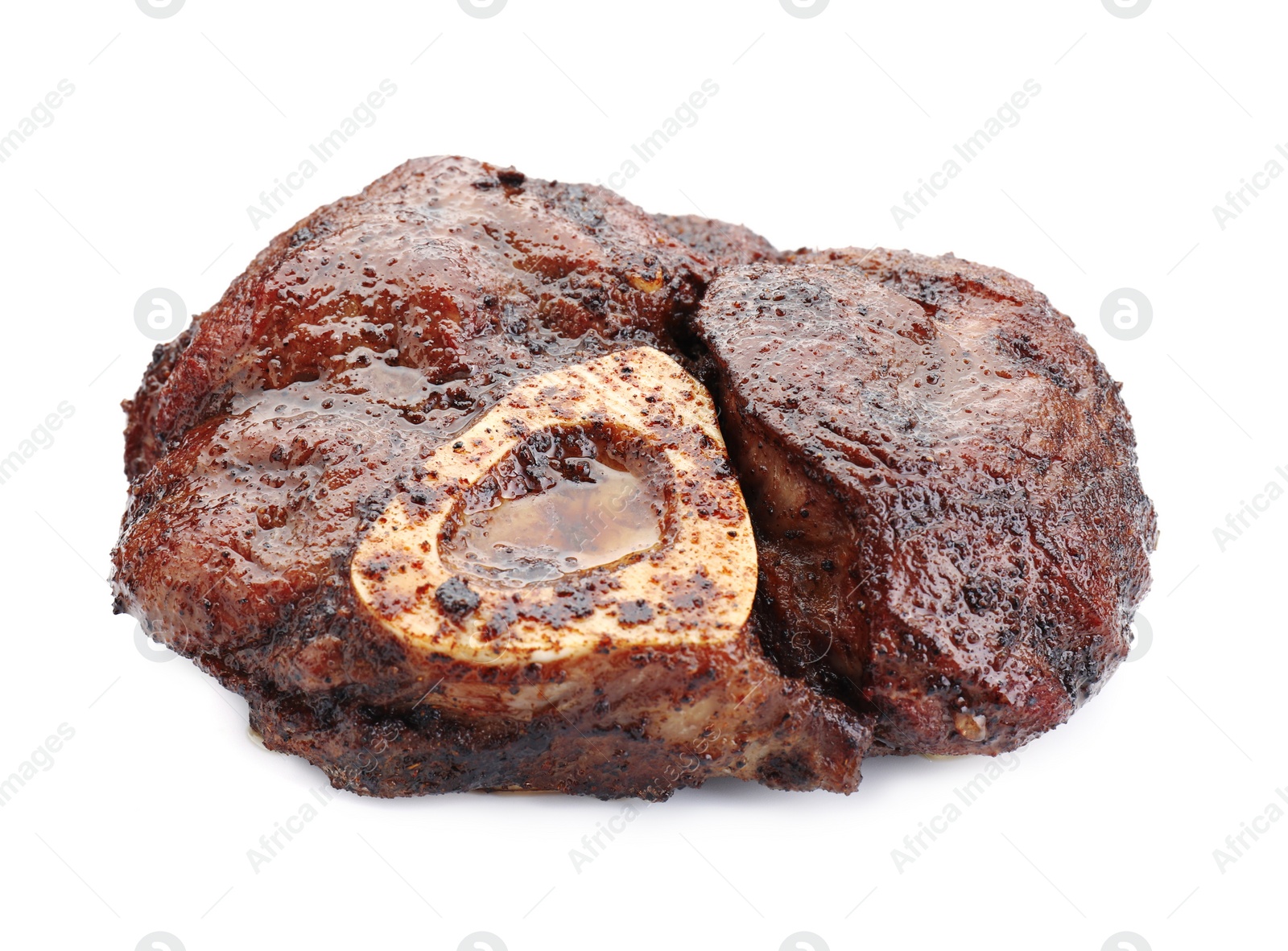 Photo of Piece of delicious grilled beef meat isolated on white