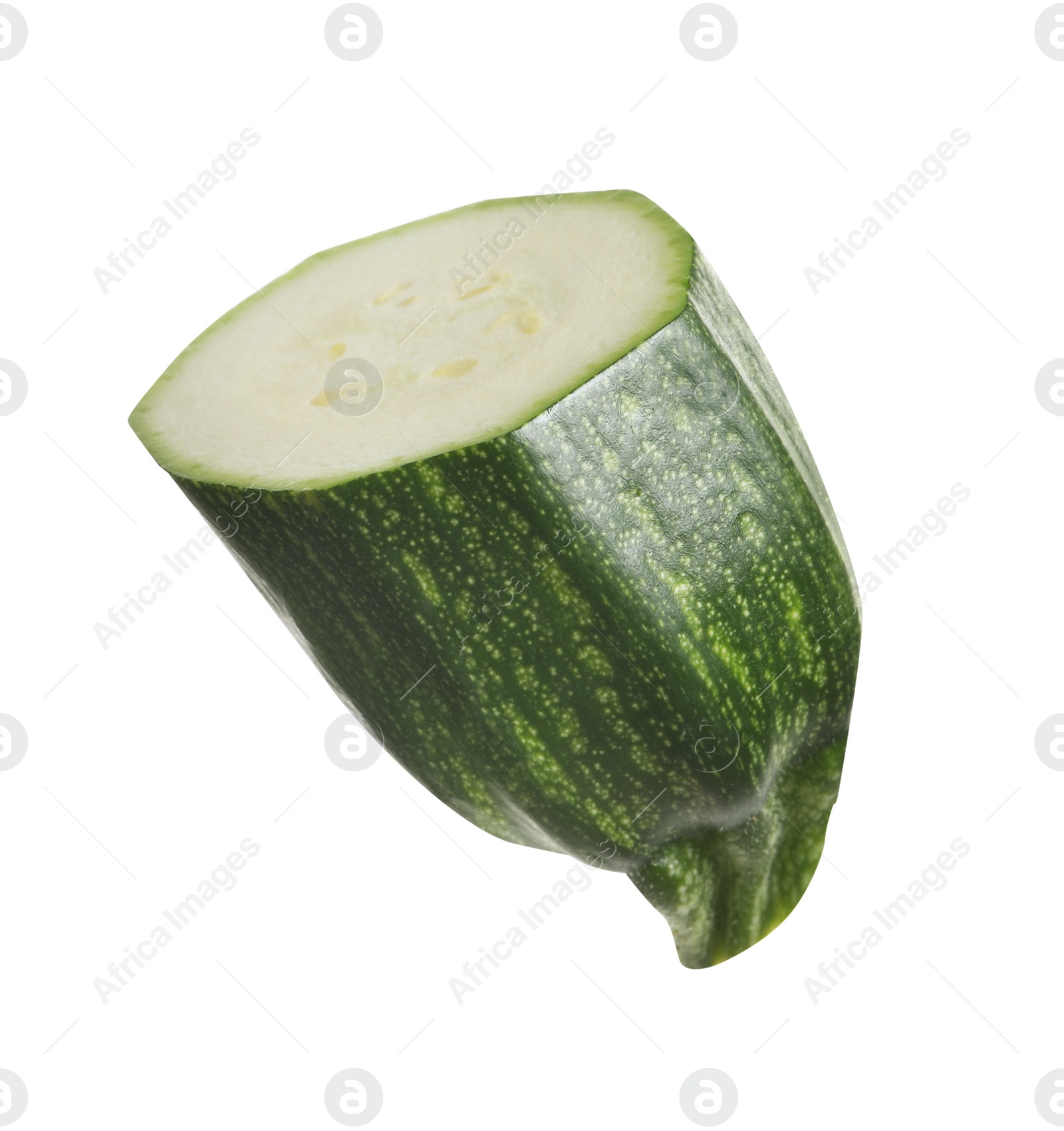 Photo of Piece of green ripe zucchini isolated on white