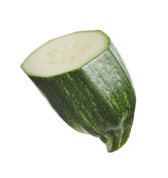 Photo of Piece of green ripe zucchini isolated on white