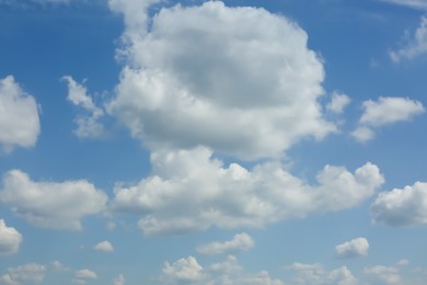 Beautiful view of blue sky with fluffy clouds