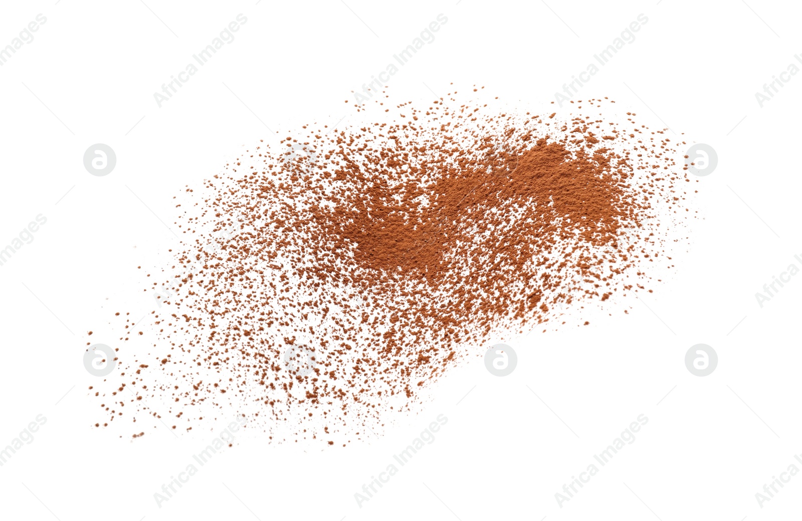 Photo of Brown natural cocoa powder on white background