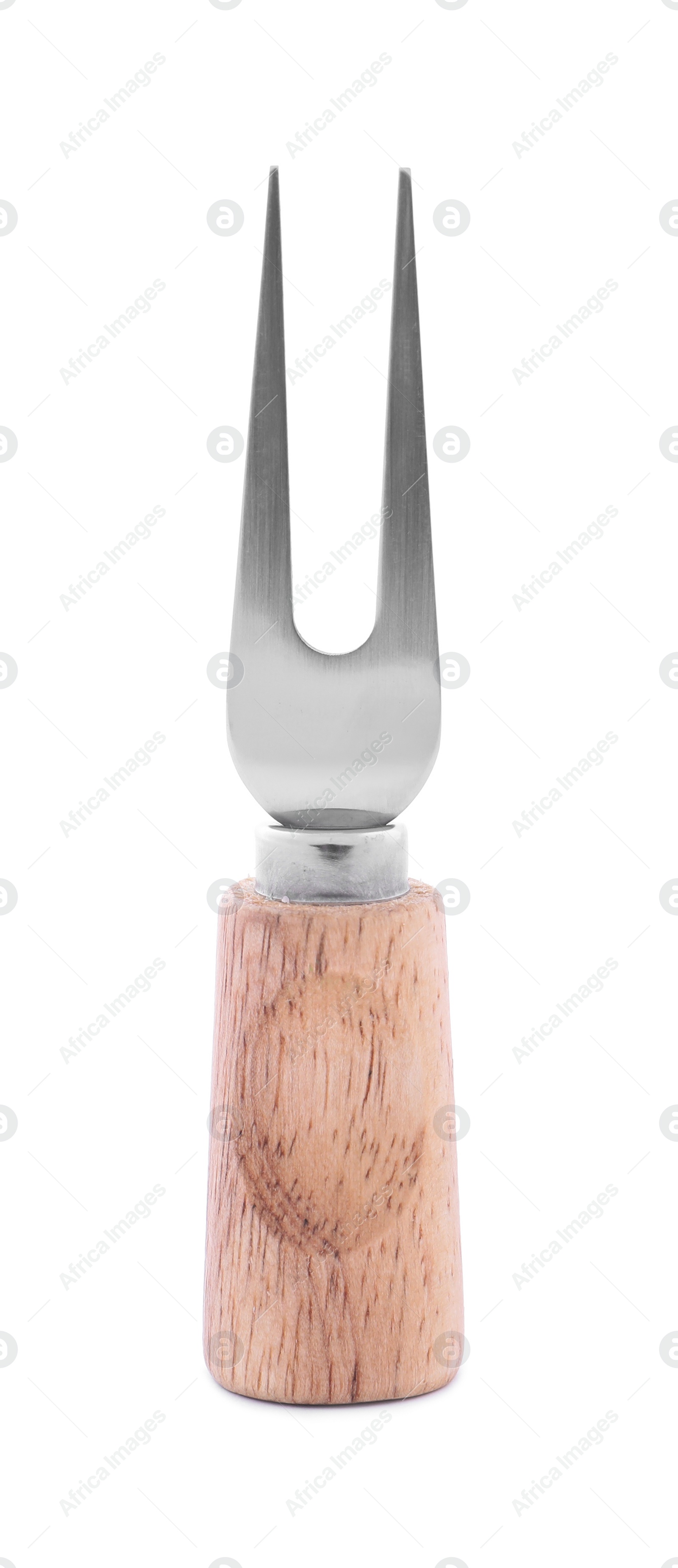 Photo of Cheese fork with wooden handle isolated on white