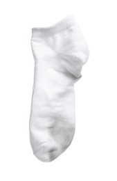 Photo of One used dirty sock isolated on white