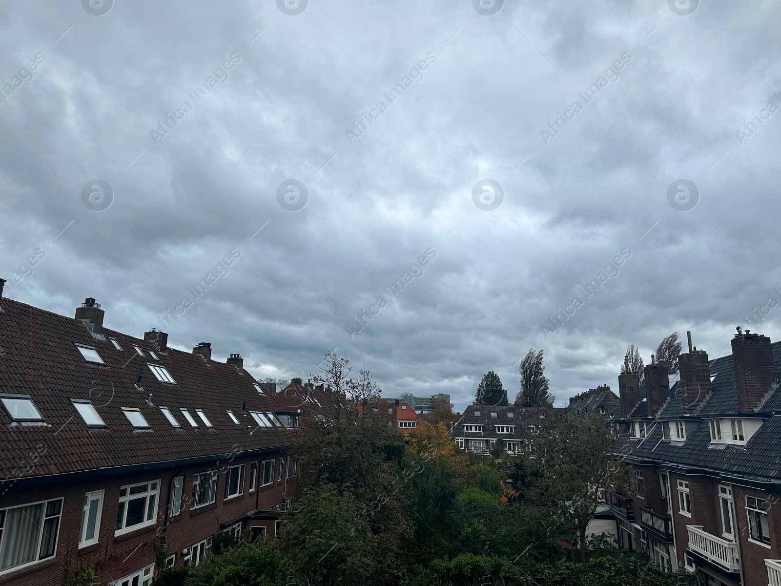 Photo of Beautiful view of buildings and trees in city on cloudy day