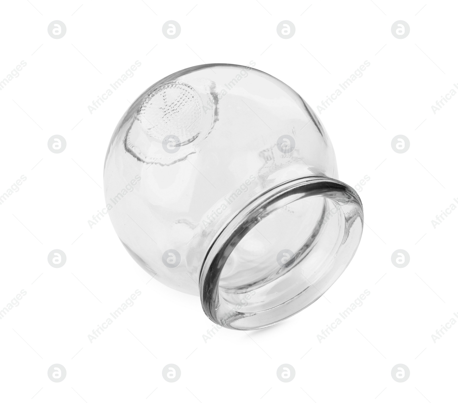 Photo of One glass cup isolated on white. Cupping therapy