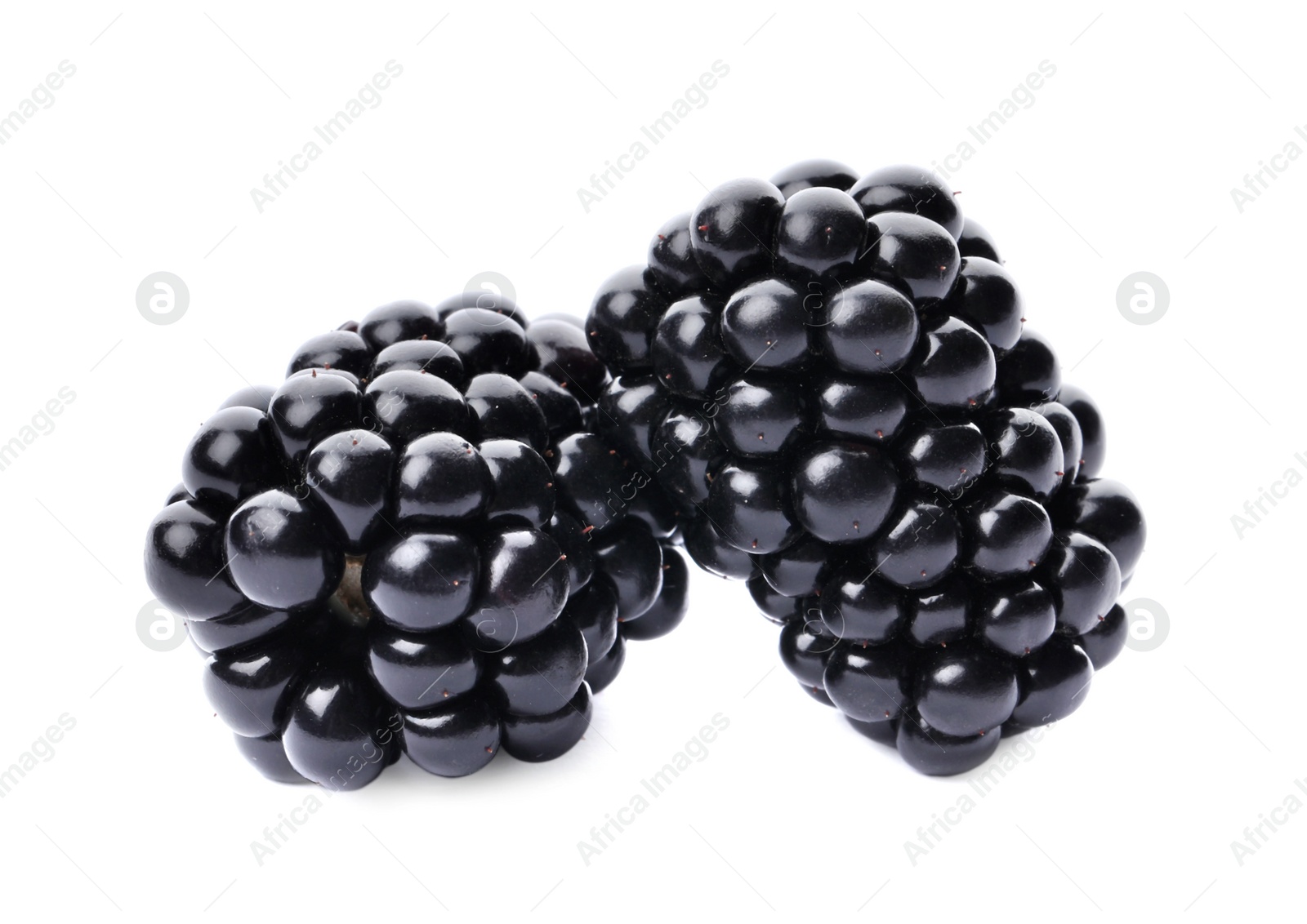 Photo of Tasty ripe juicy blackberries on white background